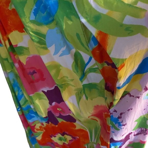 Blue Water Sz S Vibrant Tropical Hawaiin Floral Sleeveless Midi Pocket Pam Dress - Picture 5 of 7